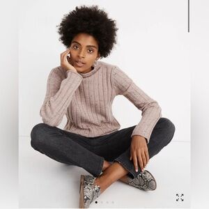 Madewell Cream Donegal Evercrest Turtleneck Sweater in Coziest Yarn